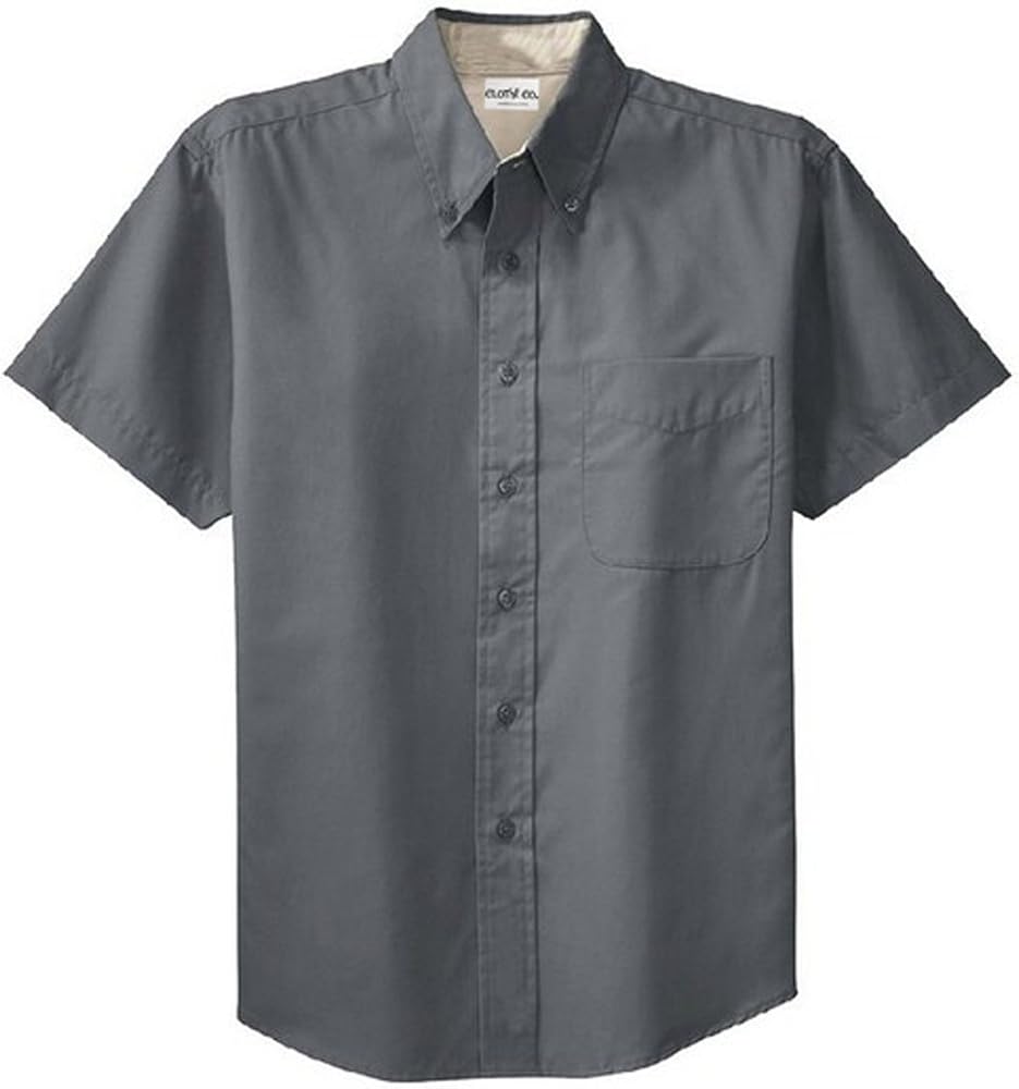 Men's Short Sleeve Button Down Shirt with Front Pocket (Available in Big & Tall)