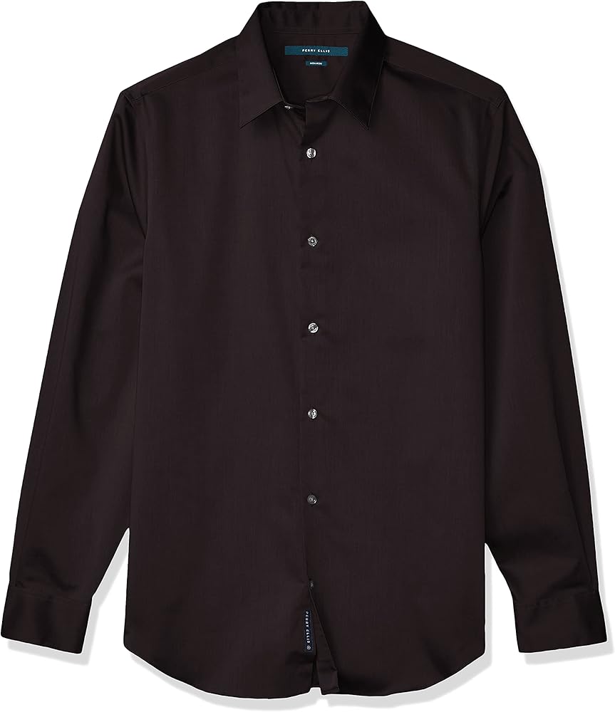 Perry Ellis Men's Non-Iron Essential Shirt, Black, 3X Large Tall