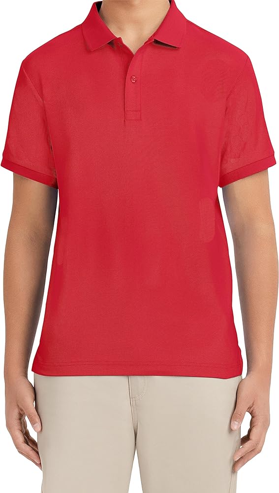 Nautica Young Men's Uniform Short Sleeve Stretch Pique Polo