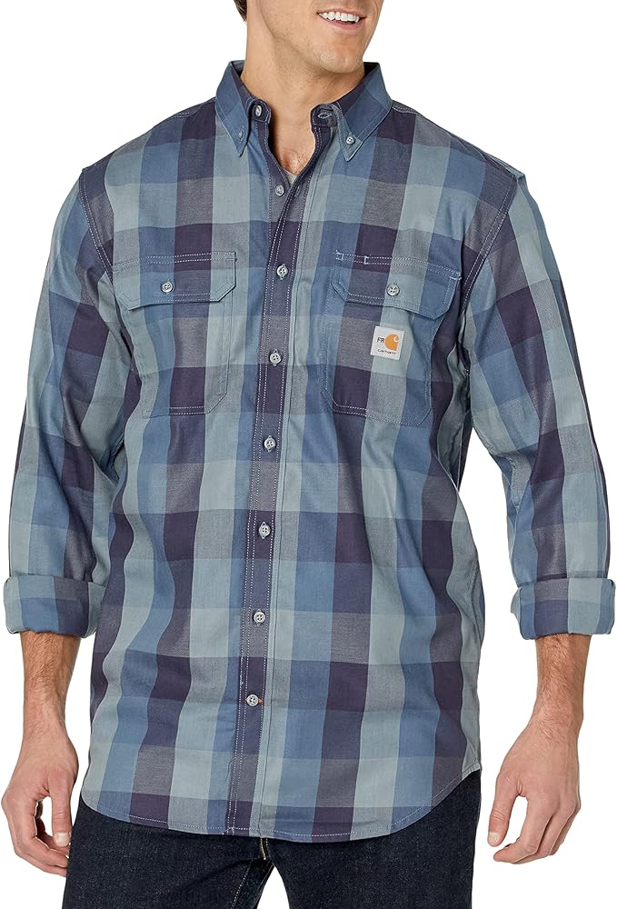 Carhartt Men's Flame Resistant Force Rugged Flex Loose Fit Midweight Twill Plaid Shirt