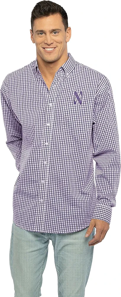 Men's Collegiate Easy-Care Long Sleeve Gingham Check Button Down Shirt