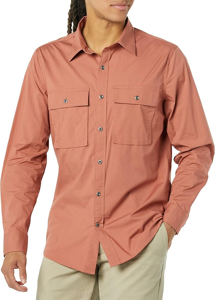 Amazon Essentials Men's Standard-Fit Long-Sleeve Two-Pocket Utility Shirt (Previously Goodthreads)