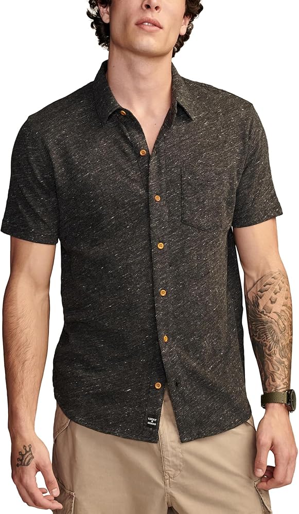 Lucky Brand Men's Linen Short Sleeve Button Up Shirt