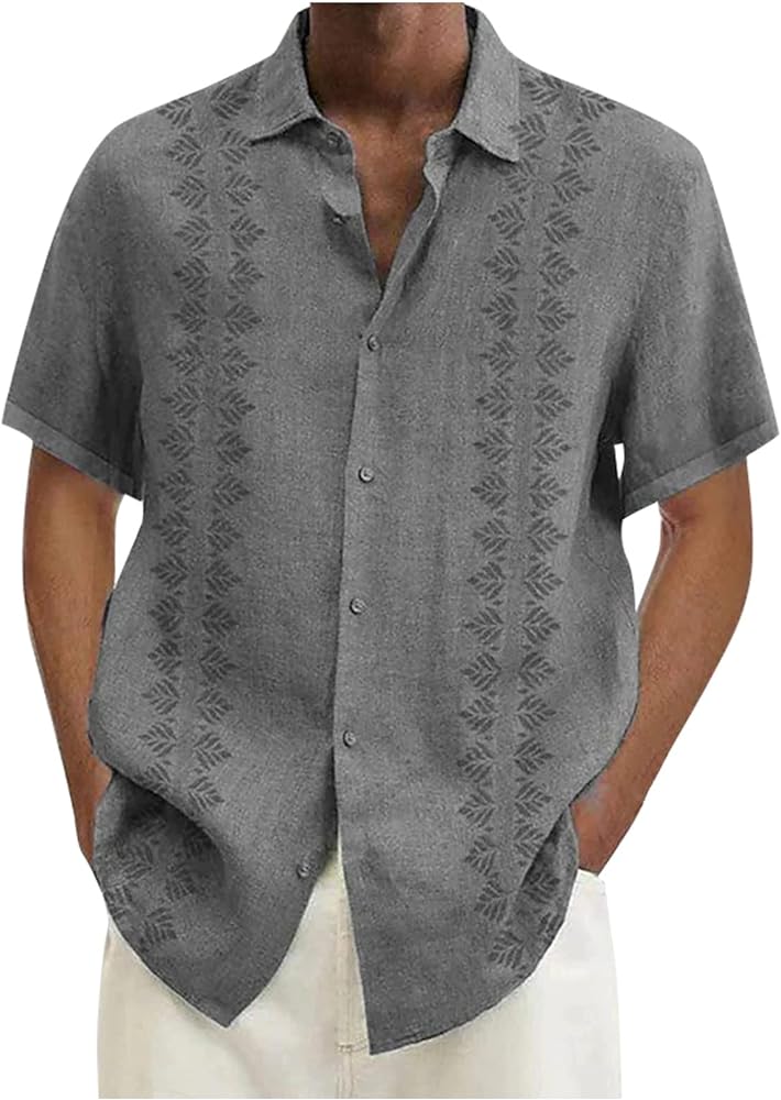 Men's Short Sleeve Button Down Hawaiian Shirt Casual Summer Print Buttons Up Shirts for Men, M-4XL