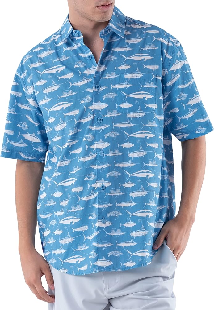 Guy Harvey Men’s Printed Short Sleeve Woven Shirt