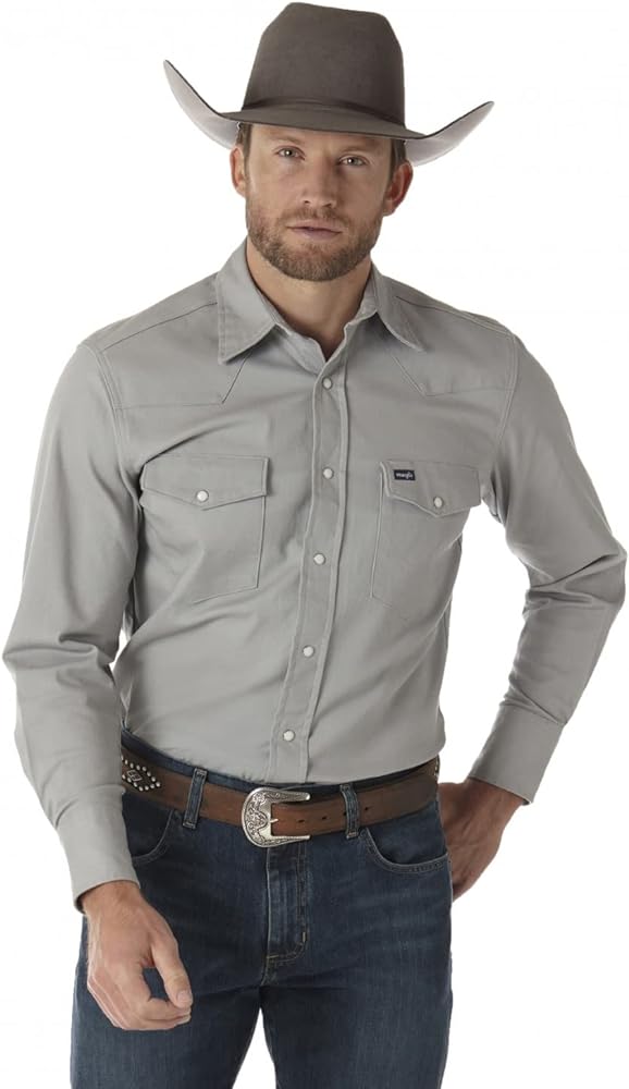 Wrangler Mens Premium Performance Advanced Comfort Cowboy Cut Long Sleeve Spread Collar Solid Shirt