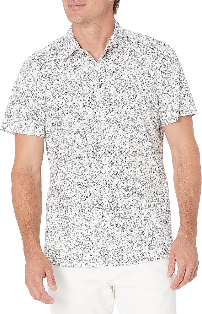 Perry Ellis Men's Sketch Circle Print Stretch Shirt