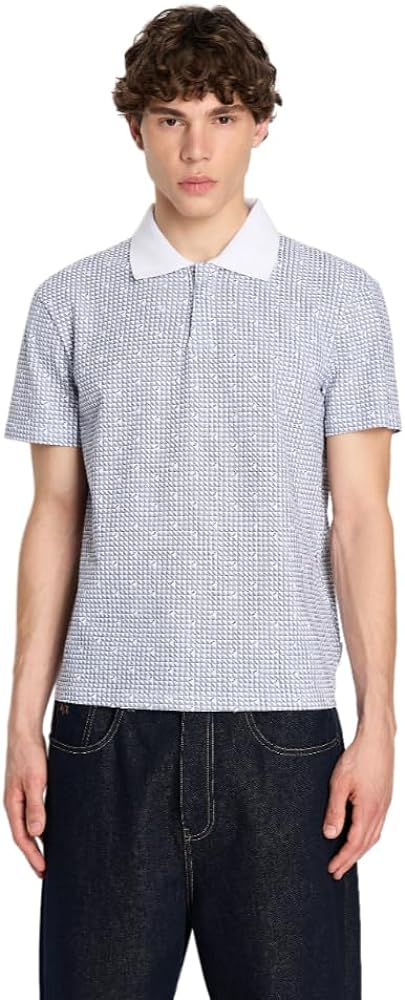 Armani Exchange Men's Regular Fit Stretch Cotton Piquet Micro Logo Polo