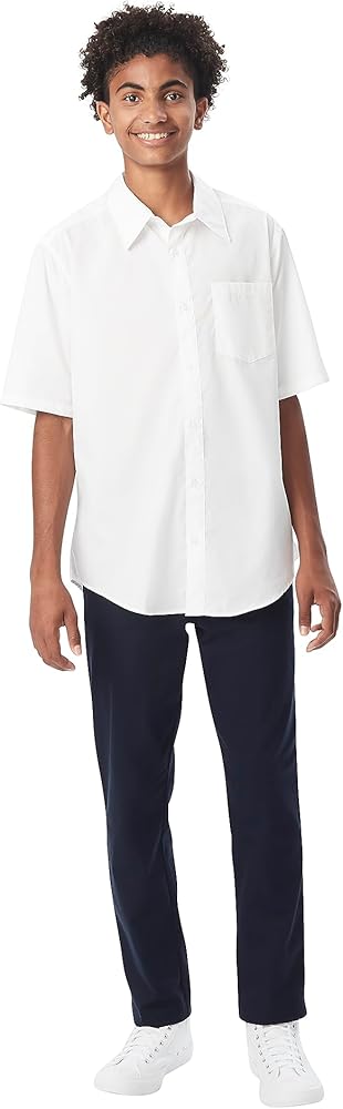 French Toast Men's Short Sleeve Classic Poplin Dress Shirt