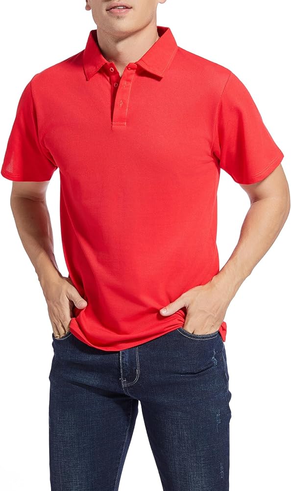 Men's Golf Polo Shirts,Casual Regular Fit Dry Fit Short Sleeve Moisture Wicking collared T-shirt(Order A Size Up)