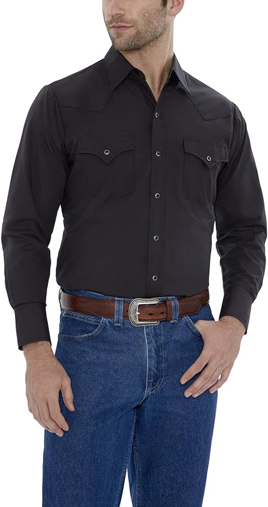 ELY CATTLEMAN Men's Long Sleeve Solid Western Shirt