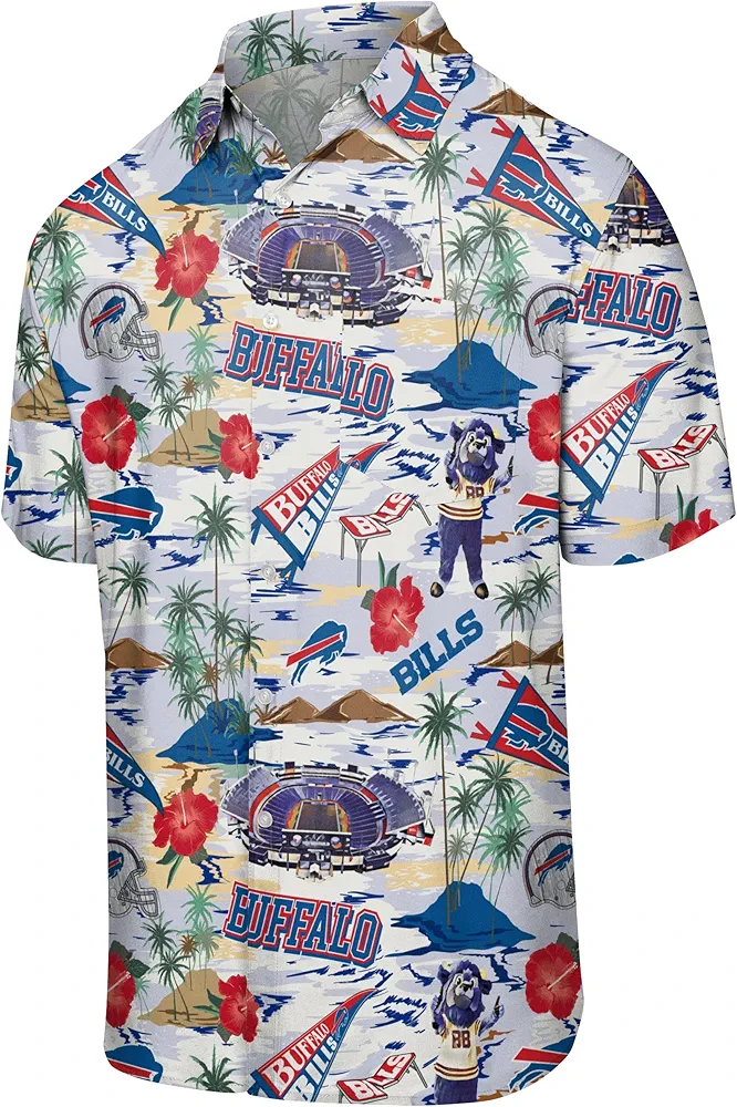 FOCO Men's NFL Team Logo Floral Tropical Button Up Shirt