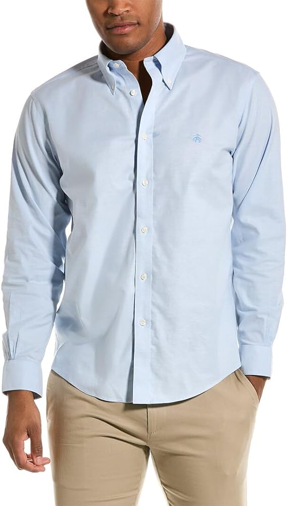 Brooks Brothers Men's Non-Iron Long Sleeve Button Down Stretch Oxford Sport Shirt, Solid