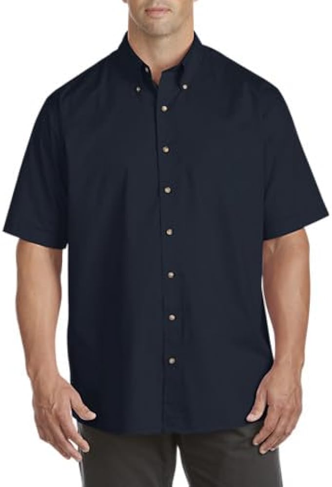 Harbor Bay by DXL Men's Big and Tall Easy-Care Solid Sport Shirt