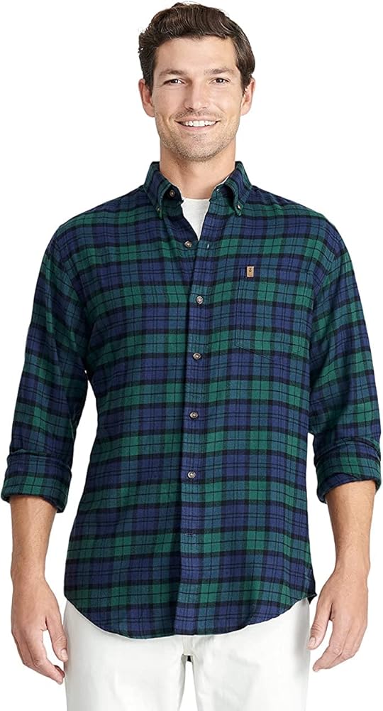 IZOD Men's Slim Fit Advantage Performance Flannel Long Sleeve Stretch Button Down Shirt