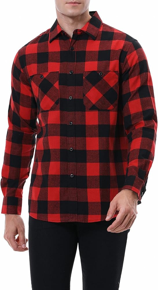 Men's Flannel Plaid Shirts Casual Button Down Shirt Long Sleeve Regular Fit Shirt