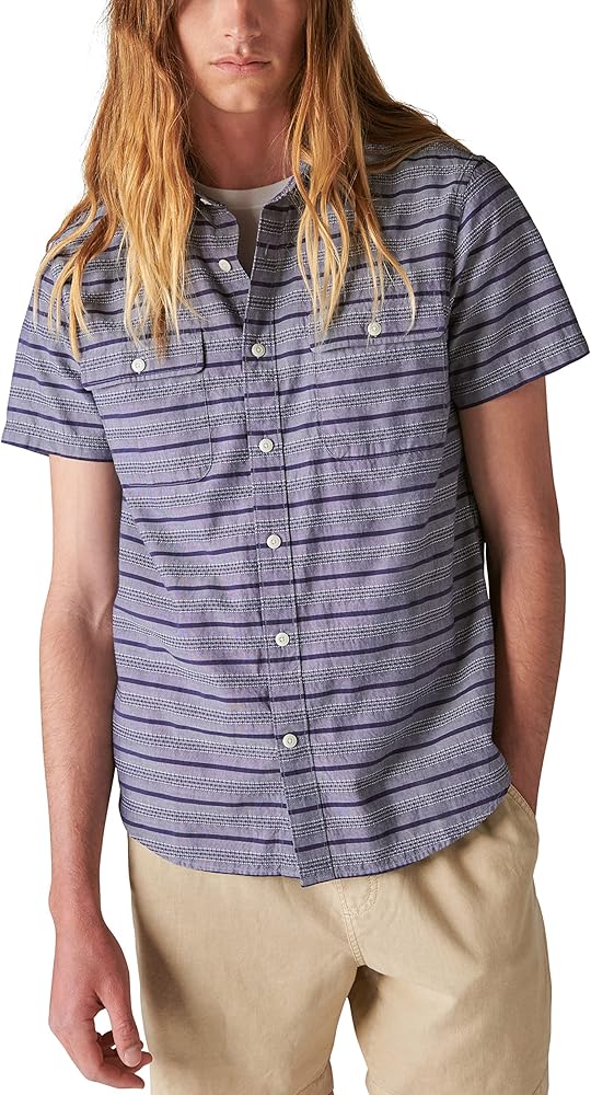 Lucky Brand Men's Striped Short Sleeve Workwear Shirt