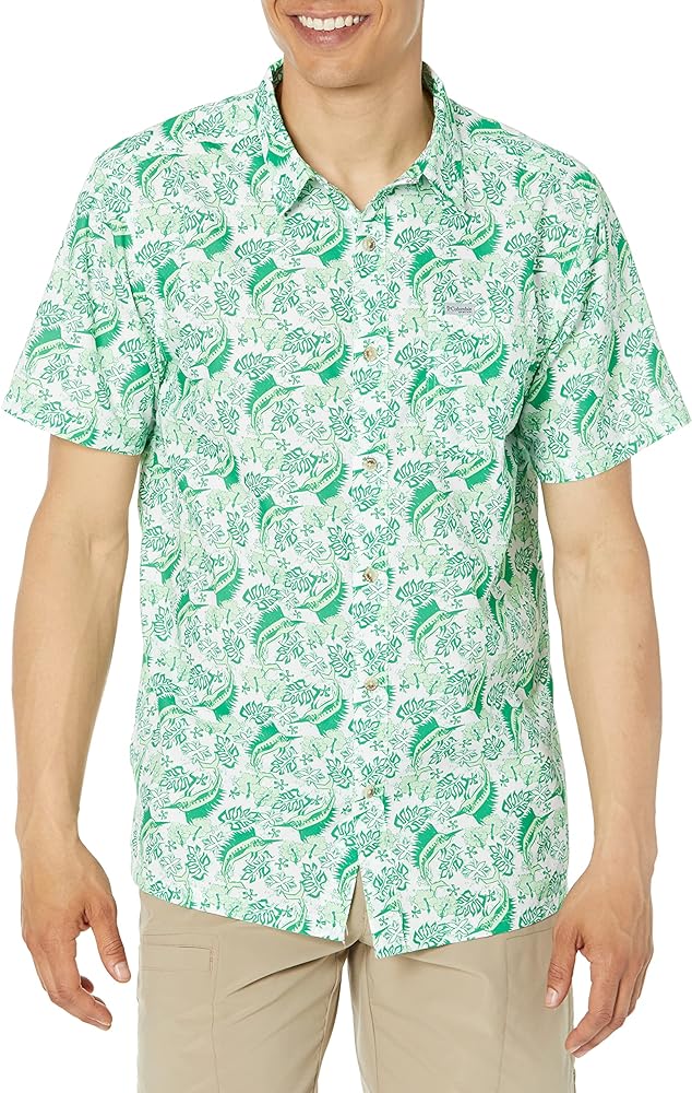 Columbia Men's Super Slack Tide Camp Shirt, White Block Party, X-Large Tall