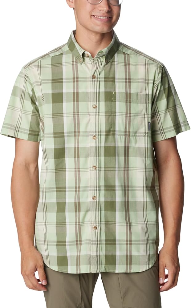 Columbia Men's Rapid Rivers II Short Sleeve Shirt, Sage Leaf Multi Plaid, X-Large