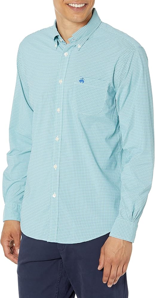 Brooks Brothers Men's Long Sleeve Button Down Performance Stretch Shirt, Patterned