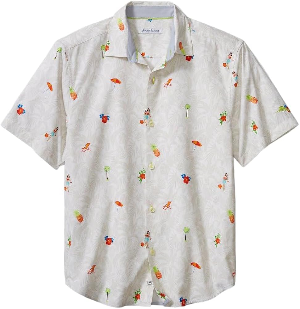 Tommy Bahama Beach-Cation Silk Blend Camp Shirt (Color: White, Size XL)