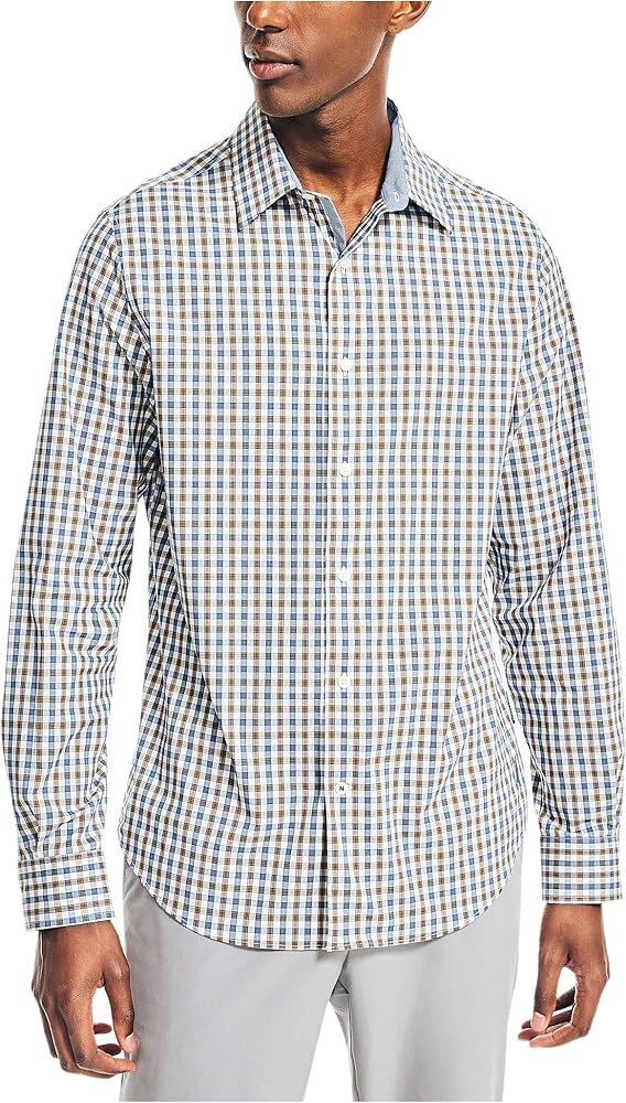 Nautica Men's Navtech Trim Fit Plaid Shirt