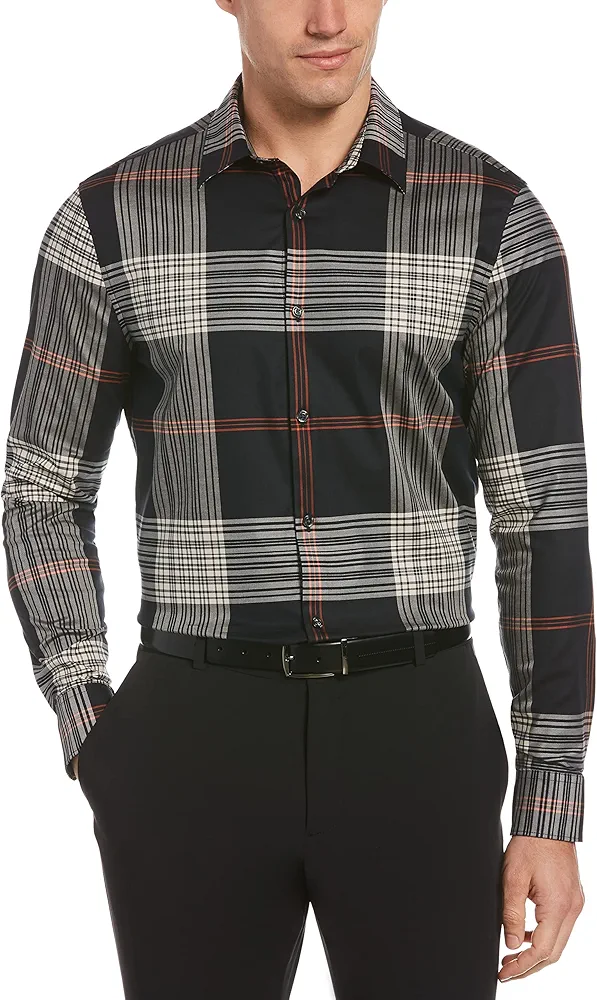 Perry Ellis Men's Stretch Classic Bold Plaid Long Sleeve Button-Down Shirt