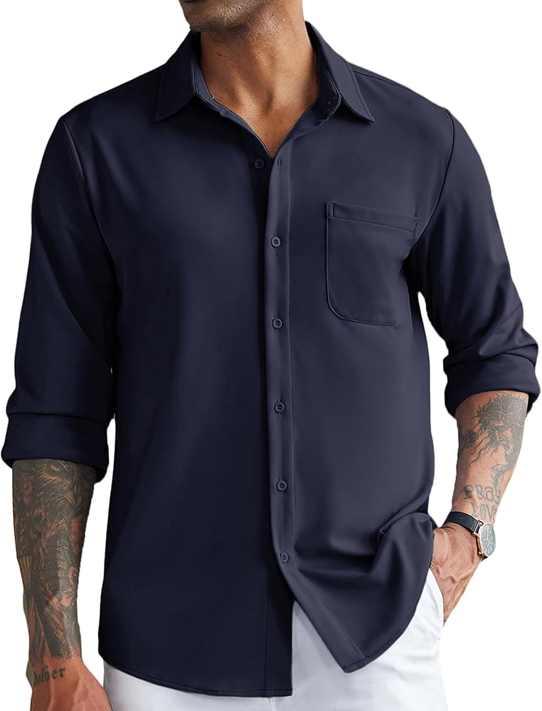 COOFANDY Men's Wrinkle Free Shirts Casual Long Sleeve Button Down Dress Shirts