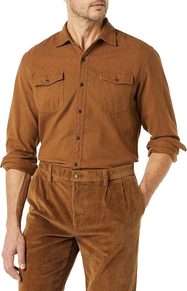 Amazon Essentials Men's Regular-Fit Long-Sleeve Two-Pocket Flannel Shirt - Discontinued Colors