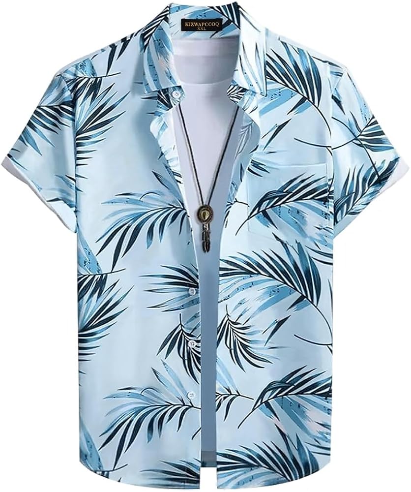 Hawaiian Shirt for Men, Short Sleeve Floral Tropical Beach Shirt Summer Vacation