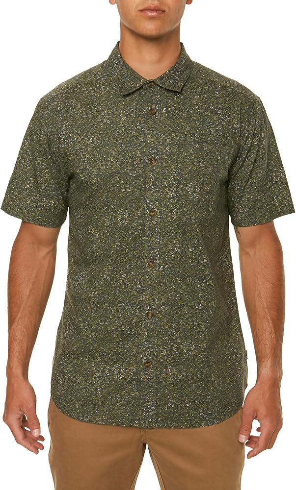 O'NEILL Men's Casual Modern Fit Short Sleeve Woven Button Down Shirt, Asphalt/Livingston, S