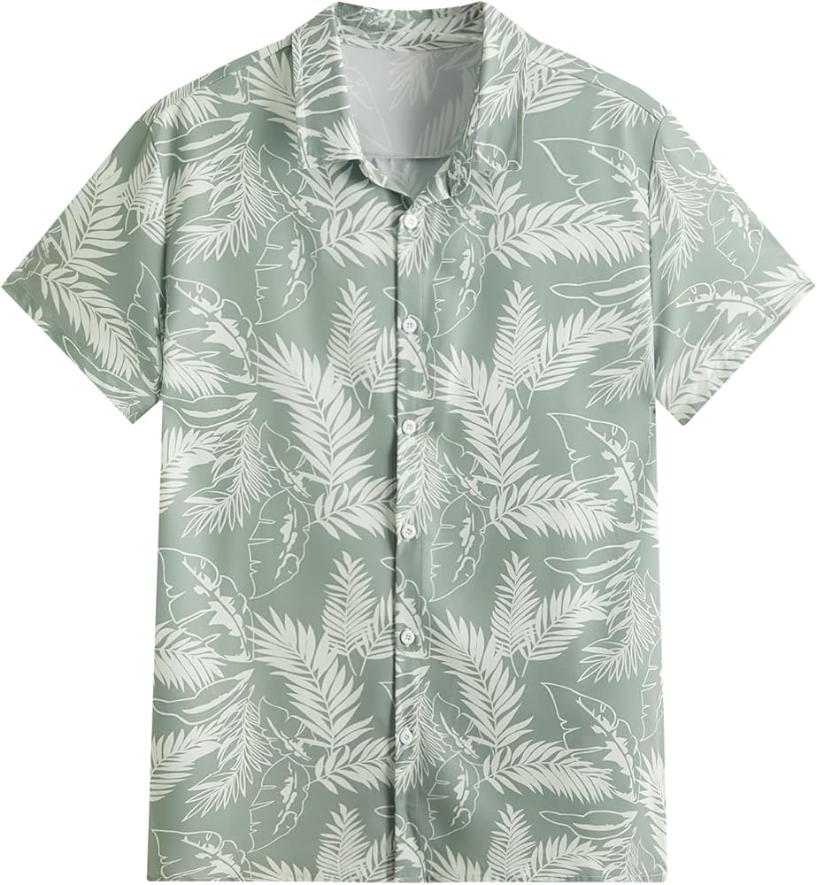 SOLY HUX Men's Short Sleeve Button Down Shirts Casual Dress Going Out Camp Tops Multicoloured Tropical L