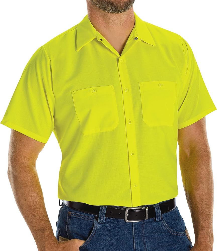 Red Kap Men's Enhanced Visibility Short Sleeve Ripstop Work Shirt