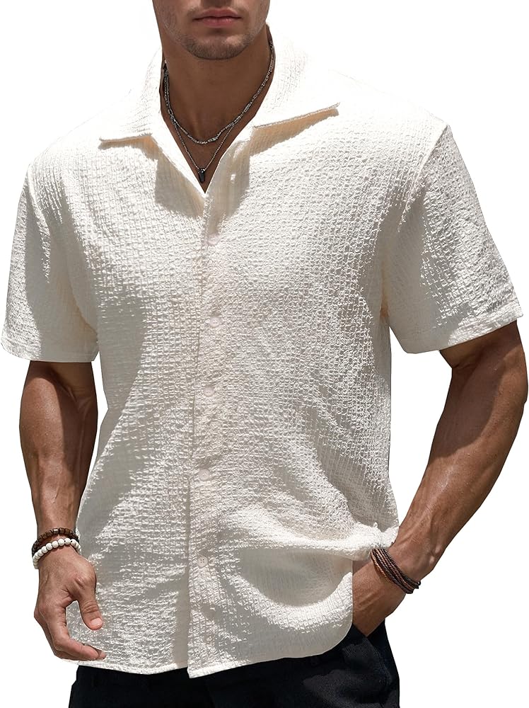 Mens Summer Shirts Short Sleeve Button Down Beach Shirts Casual Hawaiian Shirt