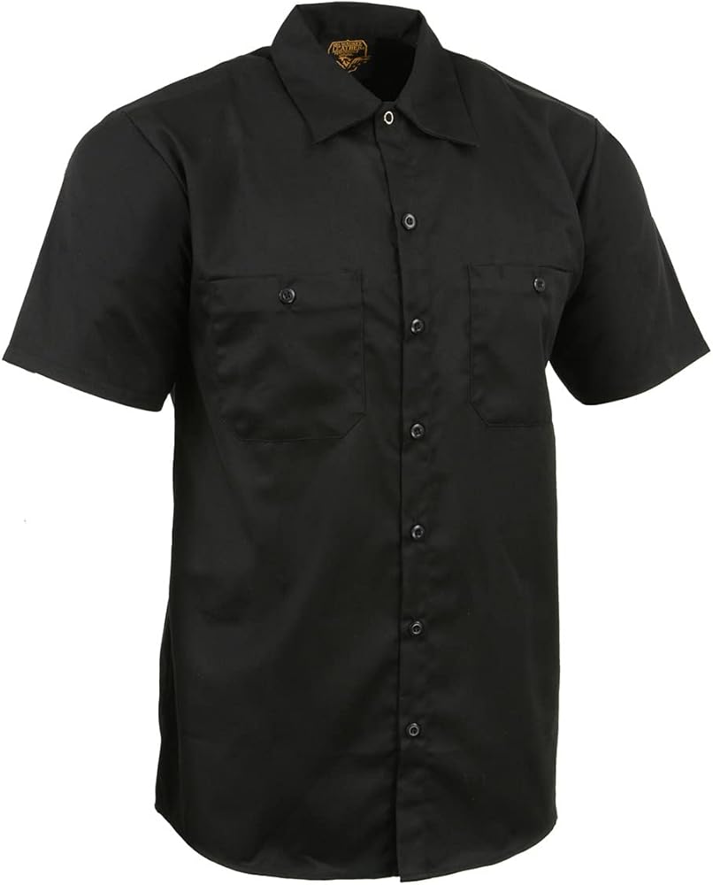 Milwaukee Leather MDM11669 Men's Black Button Up Heavy Duty Work Shirt | Classic Mechanic Work Shirt w/Pockets