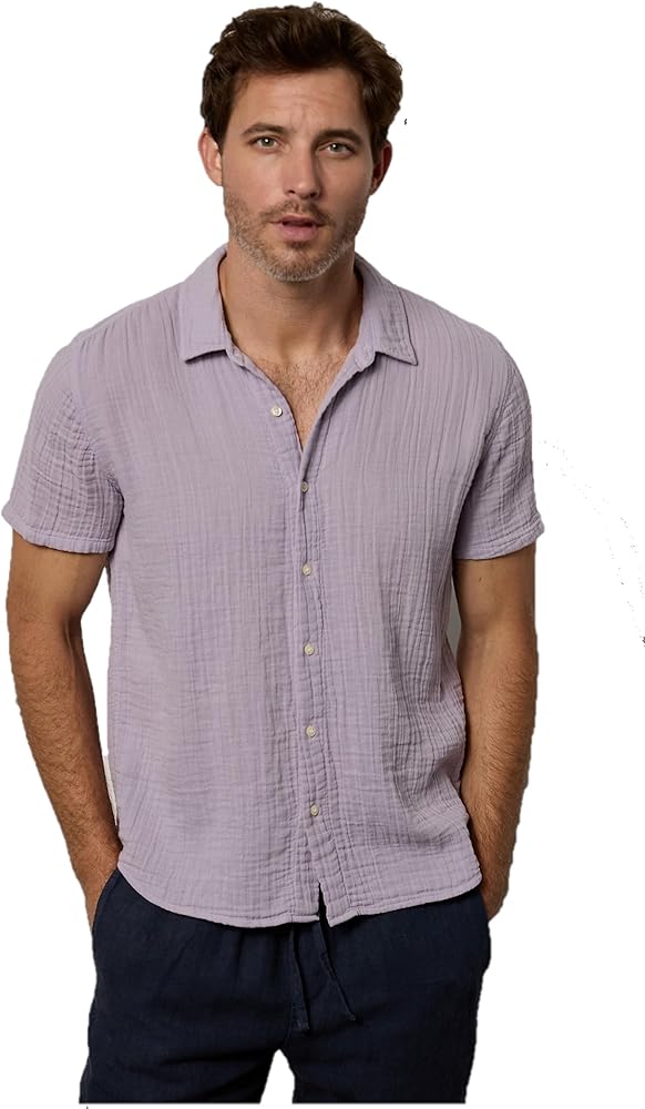 Velvet by Graham & Spencer Men's Christian Short Sleeve Button Down Woven Shirt