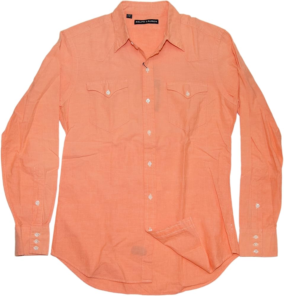 Ralph Lauren Polo Black Label Mens Western Button Down Casual Shirt Orange Medium $265