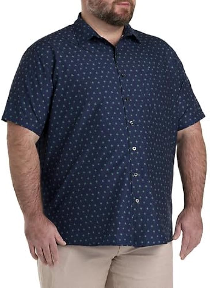 Harbor Bay by DXL Men's Big and Tall Microfiber Palm Print Sport Shirt