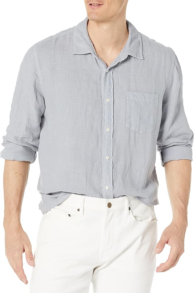 VELVET BY GRAHAM & SPENCER Men's Benton Long Sleeve Button Up, Chambray, Medium