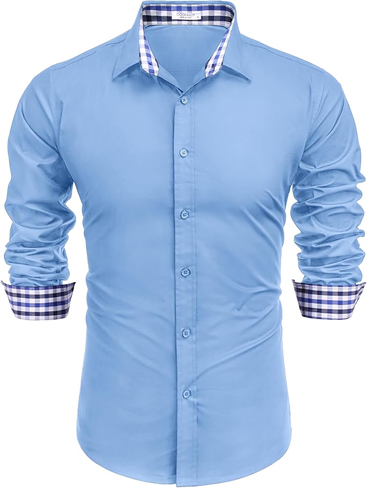 COOFANDY Men's Fashion Long Sleeve Plaid Button Down Shirts Casual Dress Shirt