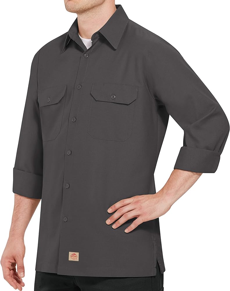 Red Kap Solid Ripstop Work Shirt, Tear Resistant, Long Sleeve