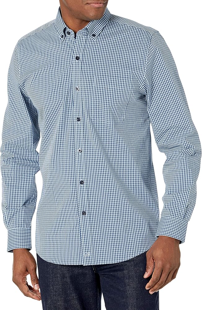 Cutter & Buck Men's Long Sleeve Anchor Gingham Tailored Fit Button Up Shirt