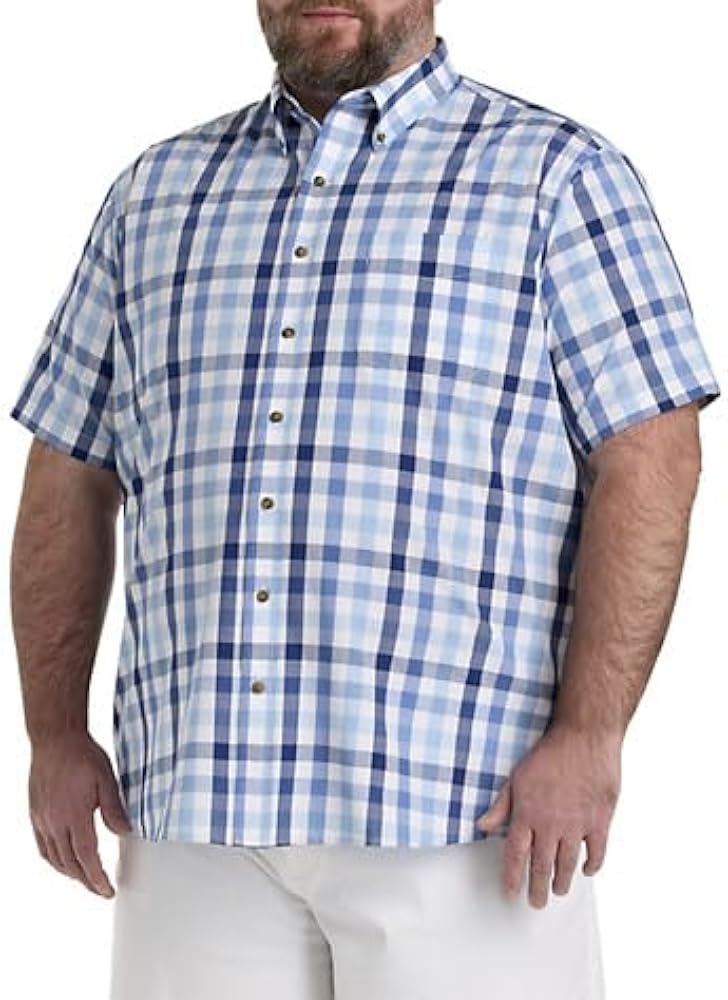 Harbor Bay by DXL Men's Big and Tall Easy-Care Tonal Check Patterned Sport Shirt