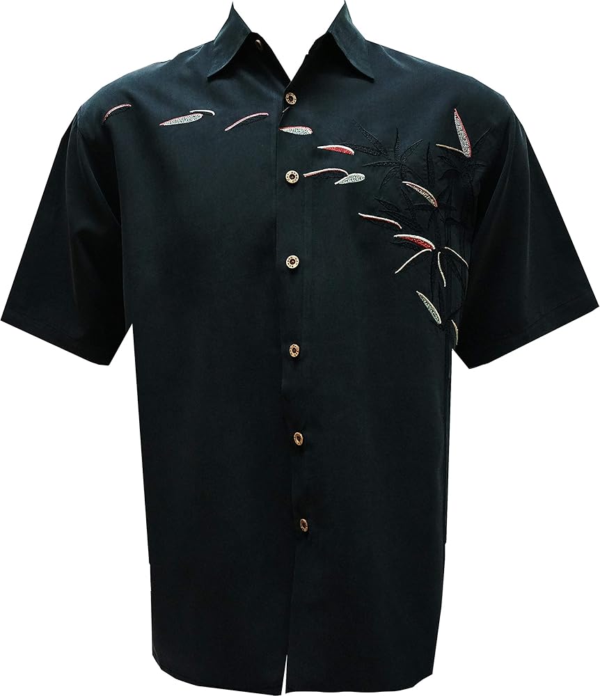 Bamboo Cay Men's Bamboos on The Loose Casual Embroidered Short Sleeve Woven Shirt