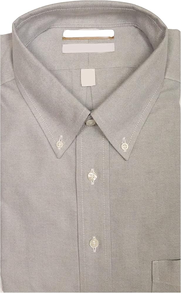 Gold Label Roundtree & Yorke Non-Iron Cotton Oxford Regular Big and Tall Button Down Solid Dress Shirt G16A0252 Grey