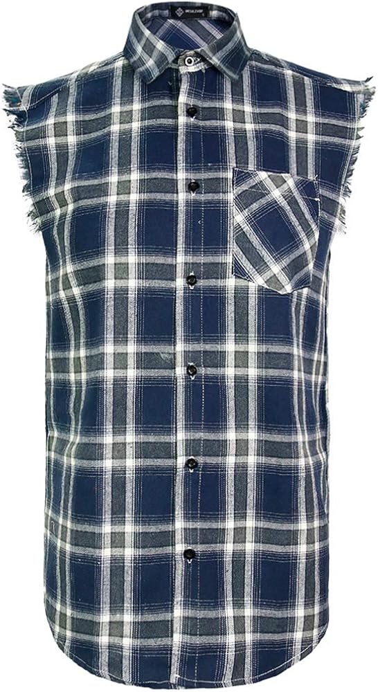 Sleeveless Plaid Front Shirt for Men,Cowboy Button Down Shirts