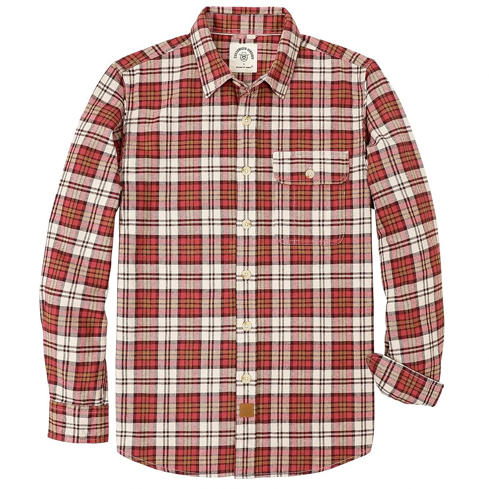 Dubinik®Mens Flannel Shirts Long Sleeve Flannel Shirt for Men Warm Casual Soft Cotton Button Down Plaid Mens Flannel Shirt