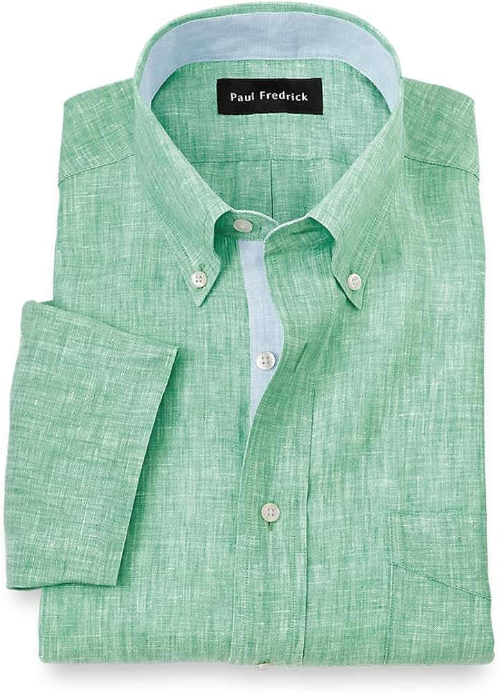 Paul Fredrick Men's Tailored Fit Non-iron Linen Solid Dress Shirt