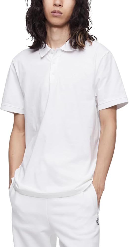 Calvin Klein Men's Smooth Cotton Monogram Logo Polo Shirt