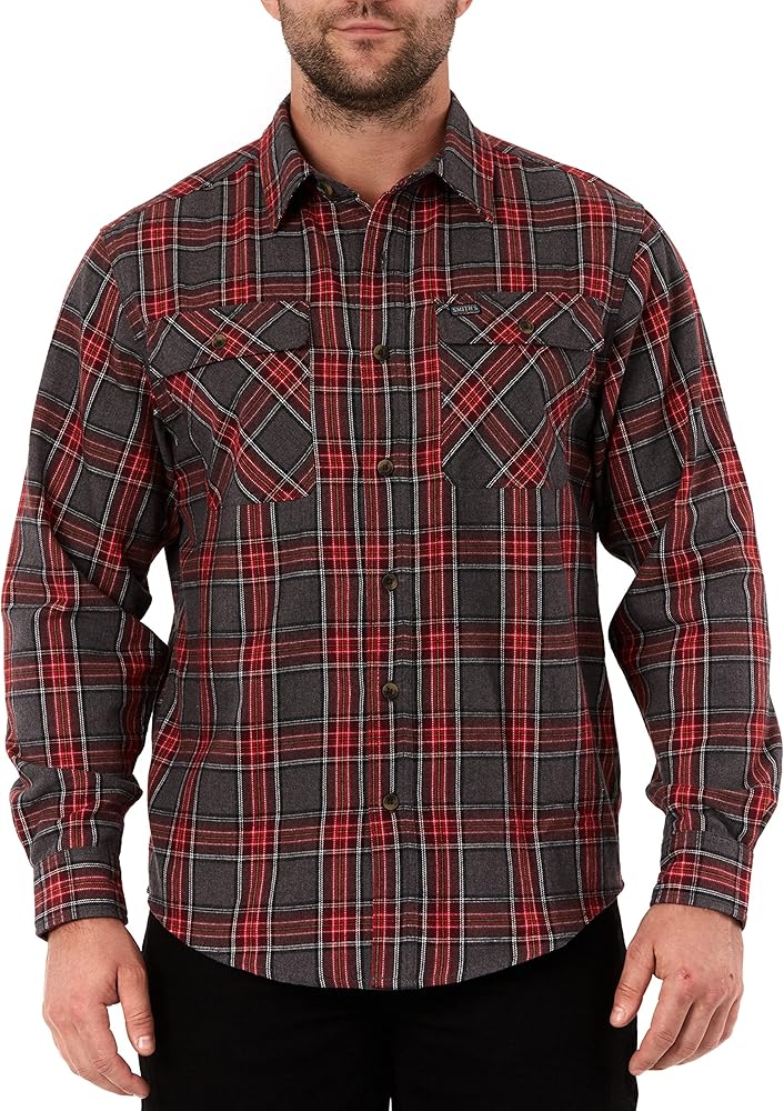 Smith's Workwear Men's Plaid Two Pocket Flannel Shirt